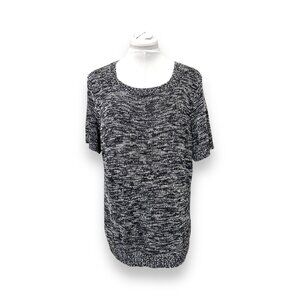 Sag Harbor Vintage Womens Short Sleeve Black & White Knit Sweater 1X